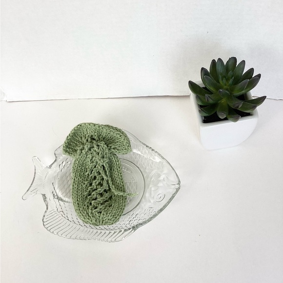 Soap Saver Bag Hand Crafted Green Cotton Bath Essential Exfoliating - Picture 2 of 11